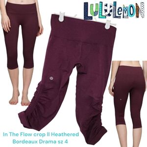 Lululemon Women's In The Flow Crop II Leggings Heathered Bordeaux Drama 4 Purple